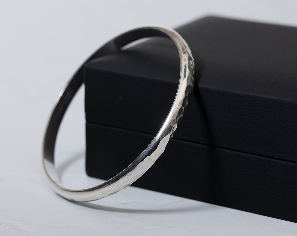 Handmade Hammered Sterling Silver Bangle
